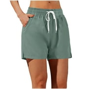 Women Shorts Drawstring Elastic Waist Drop Waist Relaxed Fit Loose Summer Shorts with Pockets Nylon Shorts for Woman Shorty Walkshorts for Casual Home Exercise, 3X-Large